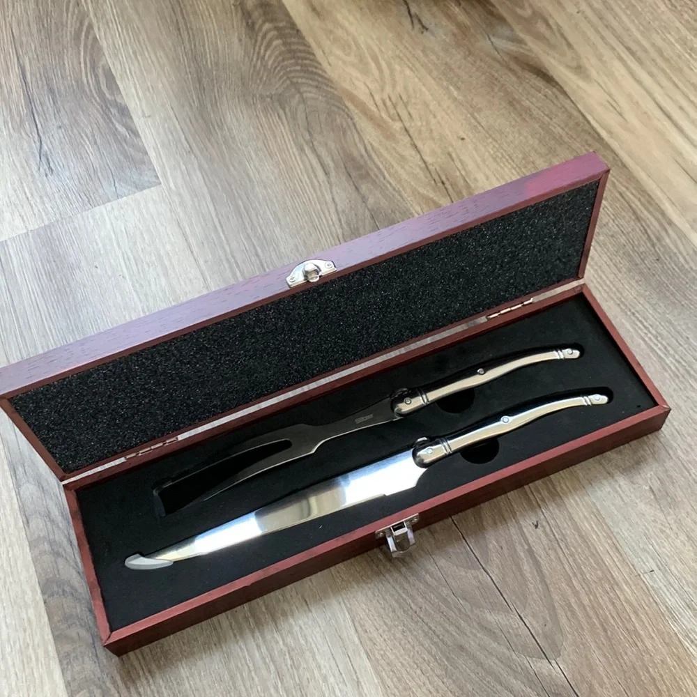 Slitzer Germany European Carving Knife Meat Fork Set Stainless Steel Gift Boxed